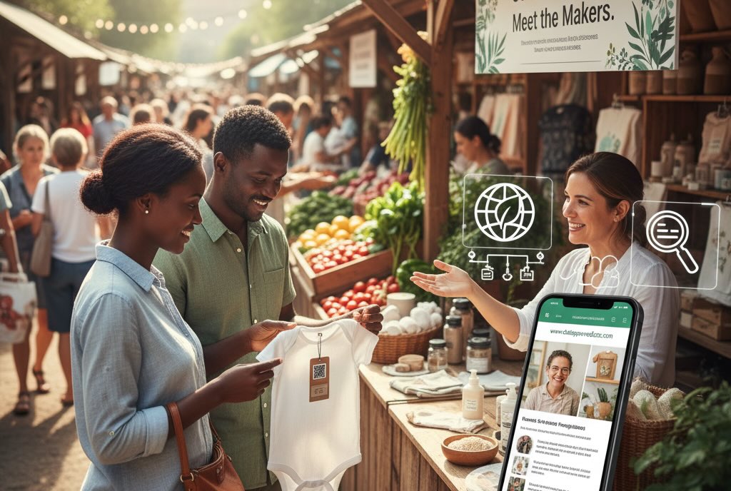 A couple buying products after learning its impact on the planet and themselves.