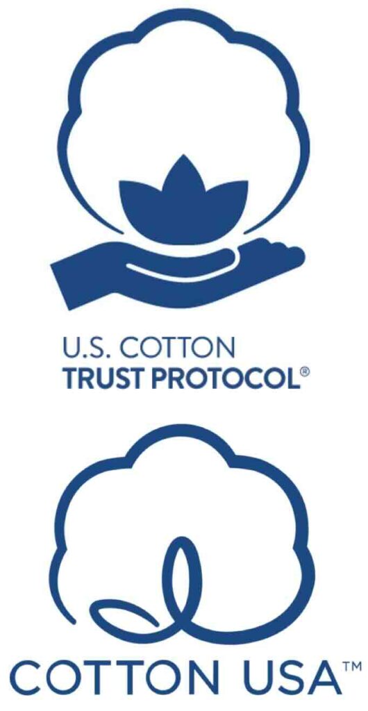 the logos of U.S cotton trust protocol and Cotton USA