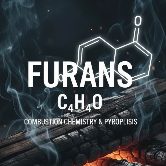 Chemical structure of Furans over charring wood and smoke