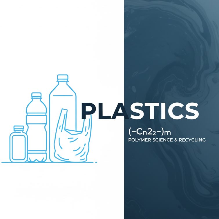 Split image showing outlines of plastic items and the word PLASTICS