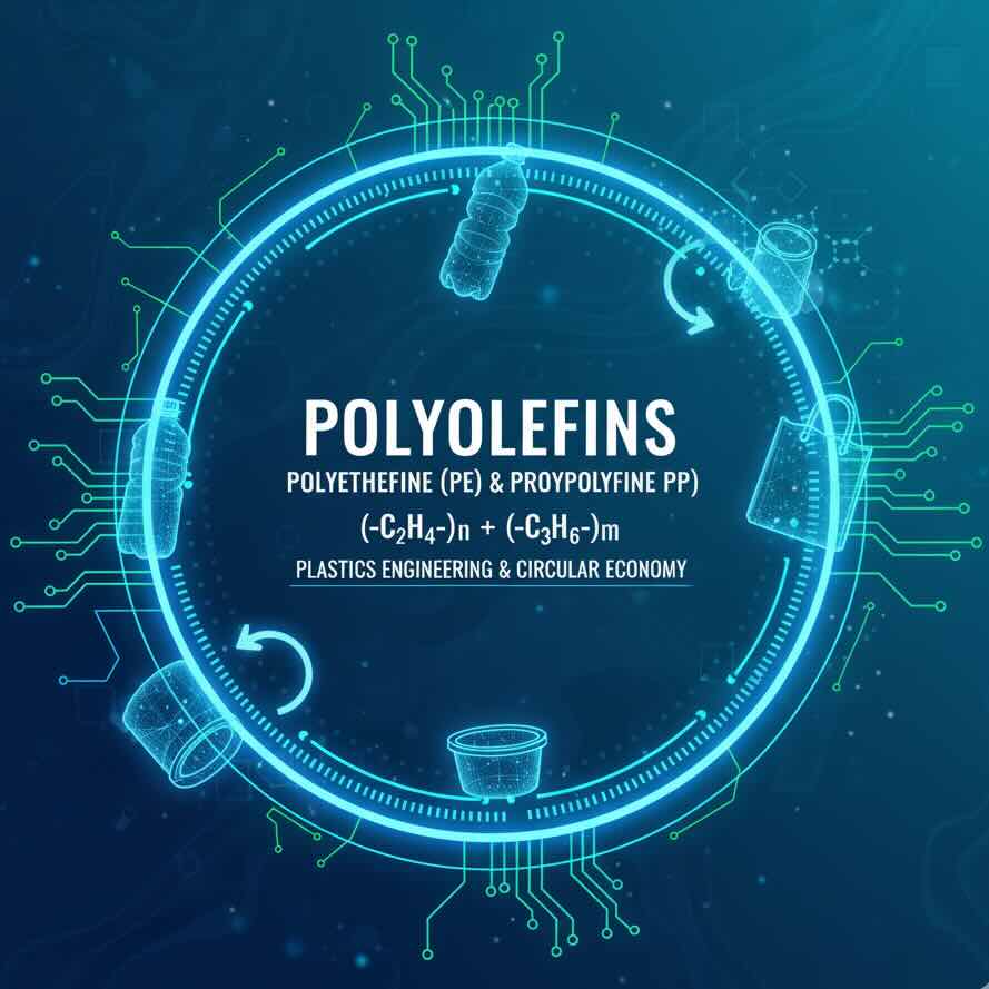 Diagram of Polyolefins (PE & PP) in a circular recycling loop